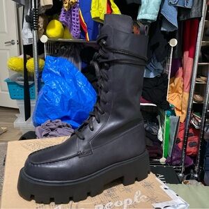 Free People Jones Lug Black Lace-Up Boots, combat punk goth VERY COMFORTABLE